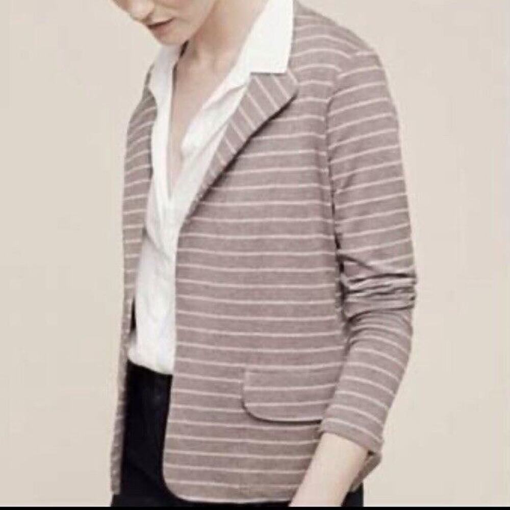 Anthropologie Dolan Blazer Small Brown Striped Left Coast Jersey Preppy NEW